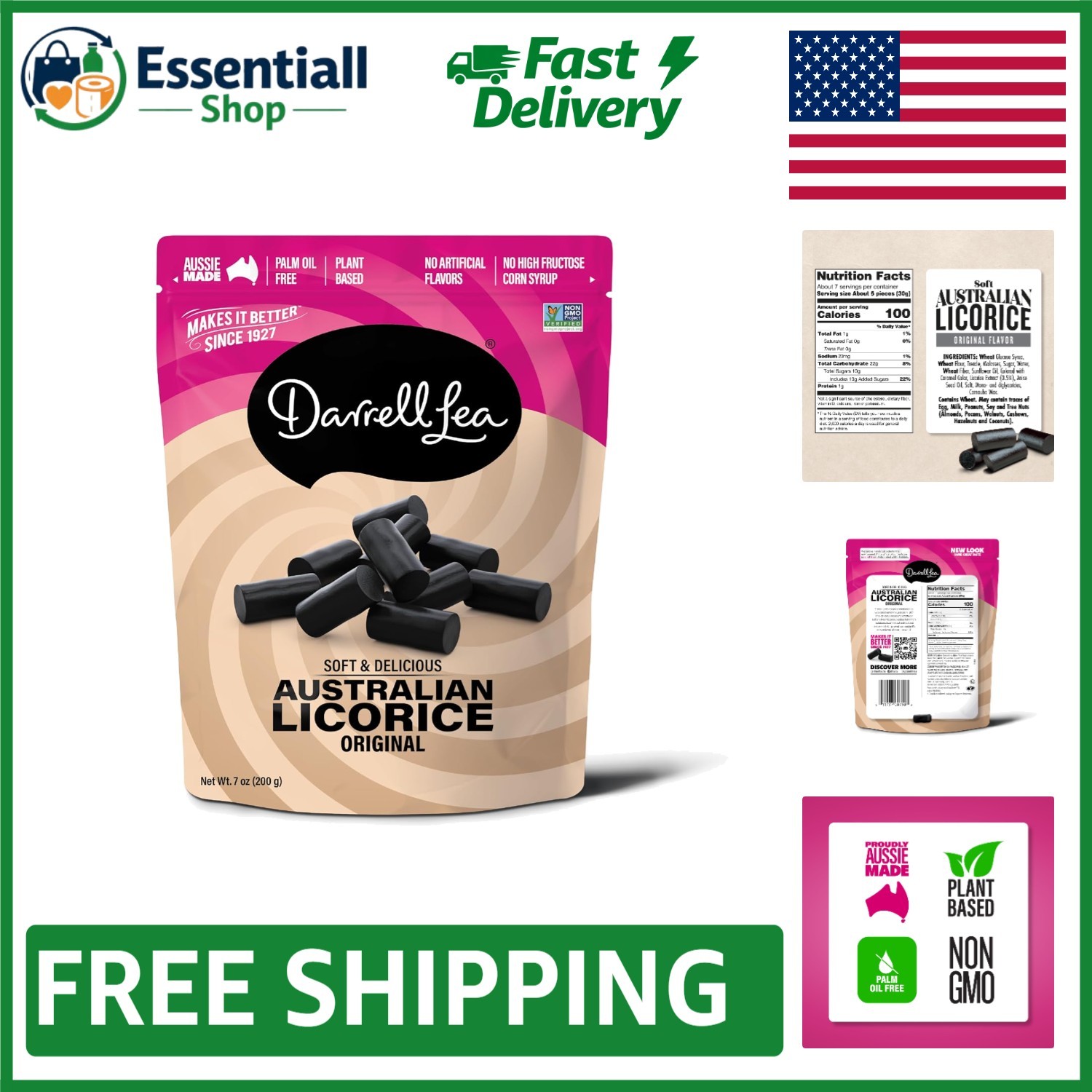 Soft Australian Licorice - Non-GMO & Palm Oil Free, 7oz Pack of Chewy Delight gallery