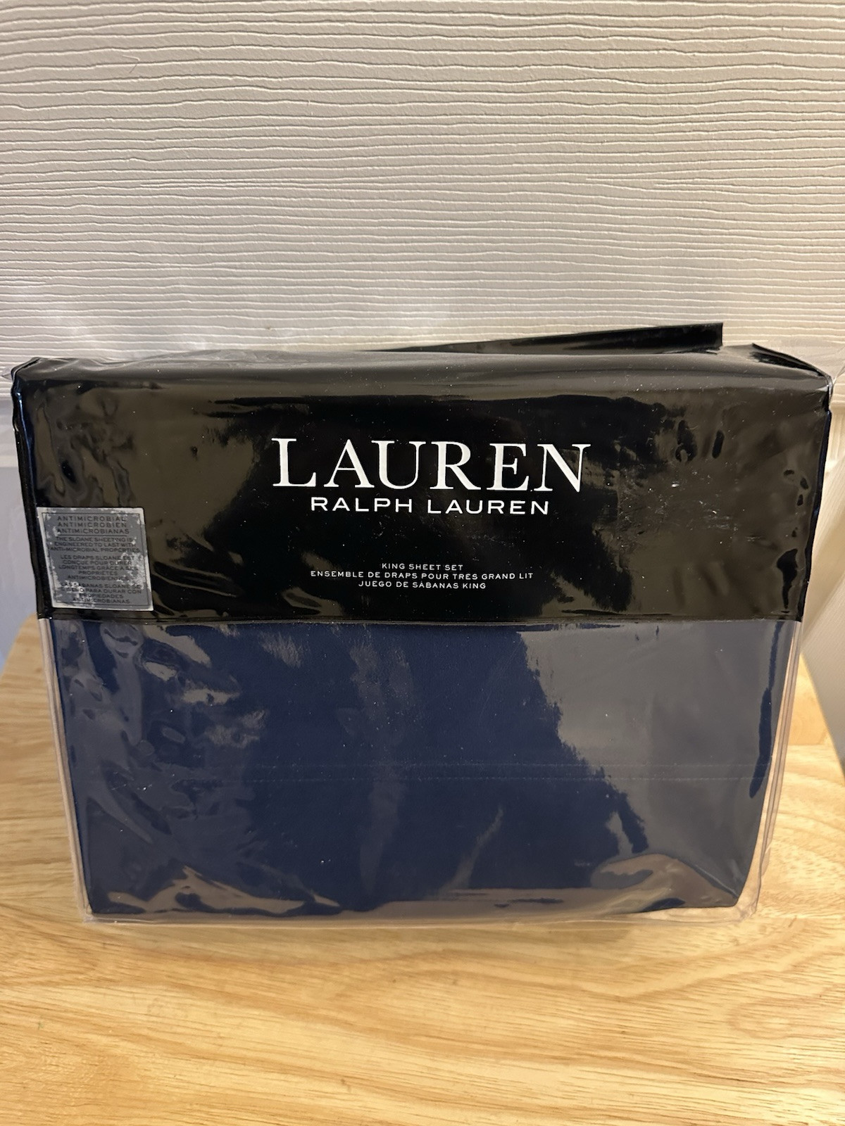 NIP Ralph Lauren Sloane Solid Navy Antimicrobial Cotton King Sheet Set 4pc gallery