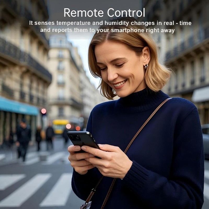 Indoor WiFi Temperature Humidity Sensor with App Alerts Compatible with Alexa gallery