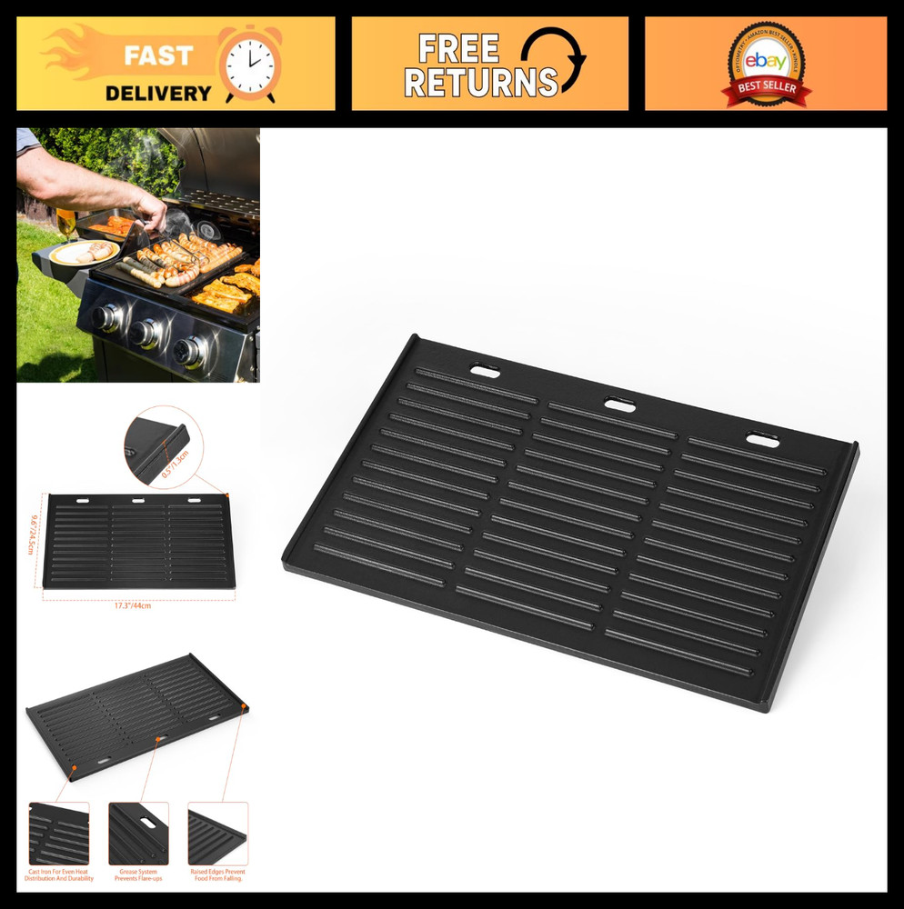 Universal Reversible Cast Iron Griddle for Gas/Charcoal Grills - 17.3" x 9.6"