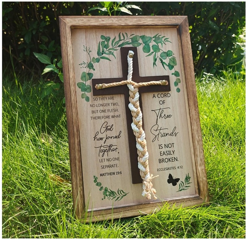 Cord of Three Strands, Unity Wedding Cross for Ceremony 15x10 Inch for Wedding gallery