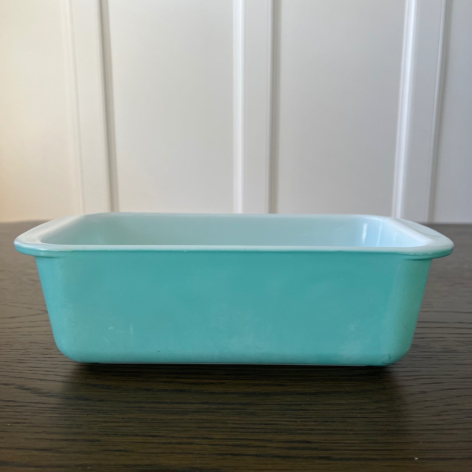 Vintage Pyrex 213 Turquoise Blue 1.5 QT Loaf Pan Milk Glass Rectangula Baker USA gallery