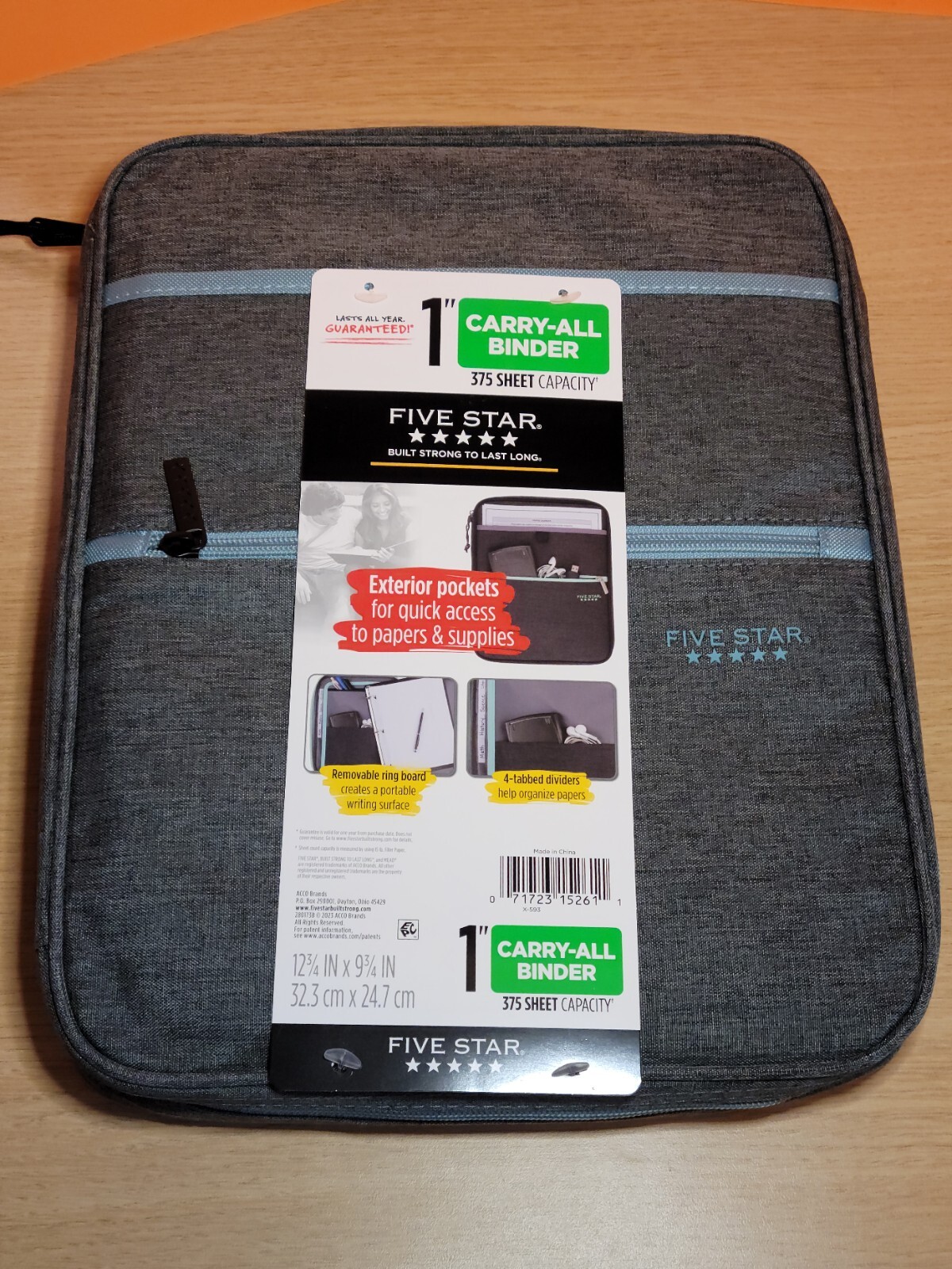 BNWT- Five Star 1" Carry All Binder- Grey/Blue gallery