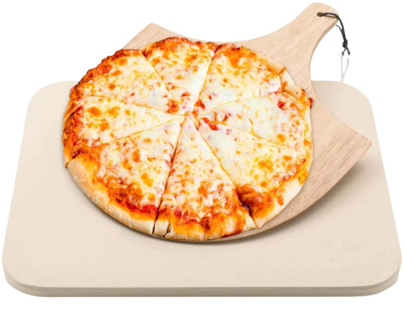 Pizza Stone Set with Pizza Peel & Cutter – Cordierite Baking Stone 15"x12"x0.6" gallery