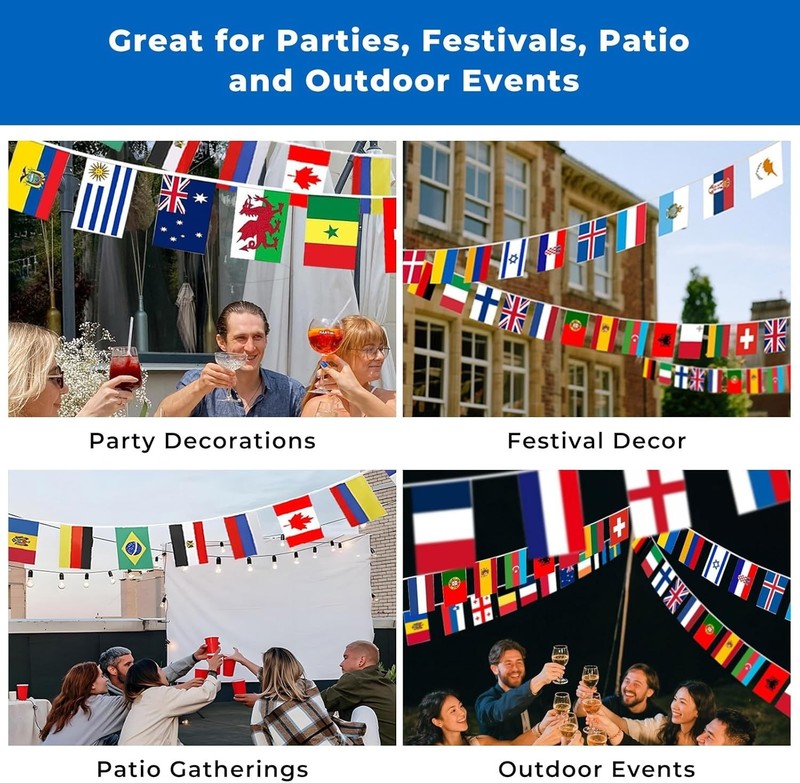 Country Flags Banner 82ft Polyester International Flags of the World Classroom gallery