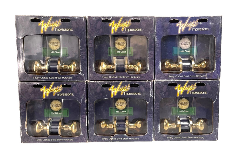 Wright Impressio Hall/Closet Solid Brass Hardware Door Knobs LOT of 6