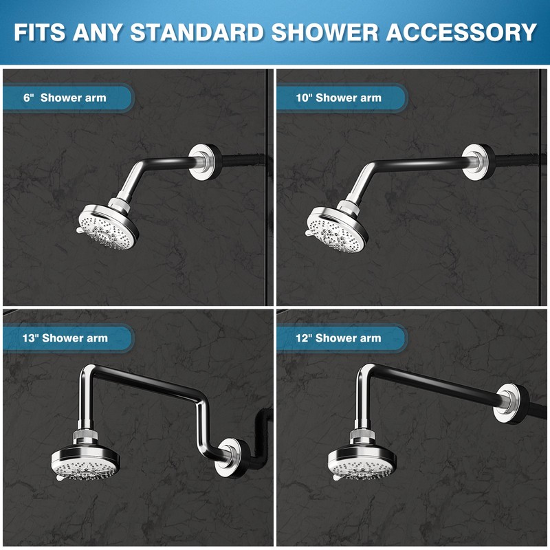 High Flow Bathroom Fixed Shower Head, 1.75 GPM, Polished Chrome 5 Setting 4 Inch gallery