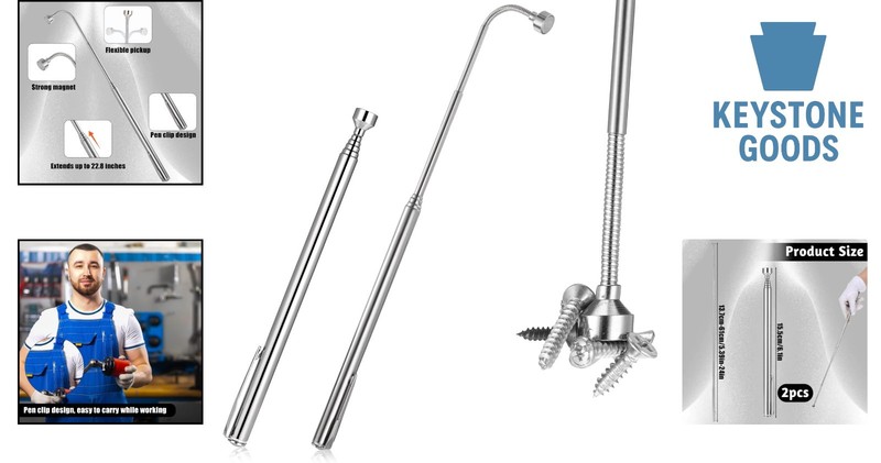 2-Pack Telescopic Magnetic Pickup Tools - 5 lbs, 26-Inch, Flexible, Portable gallery