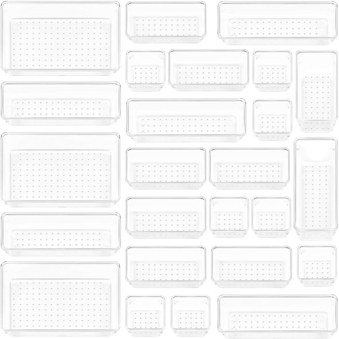 25 PCS Clear Plastic Drawer Organizers Set 4-Size Versatile Bathroom and Vanity gallery