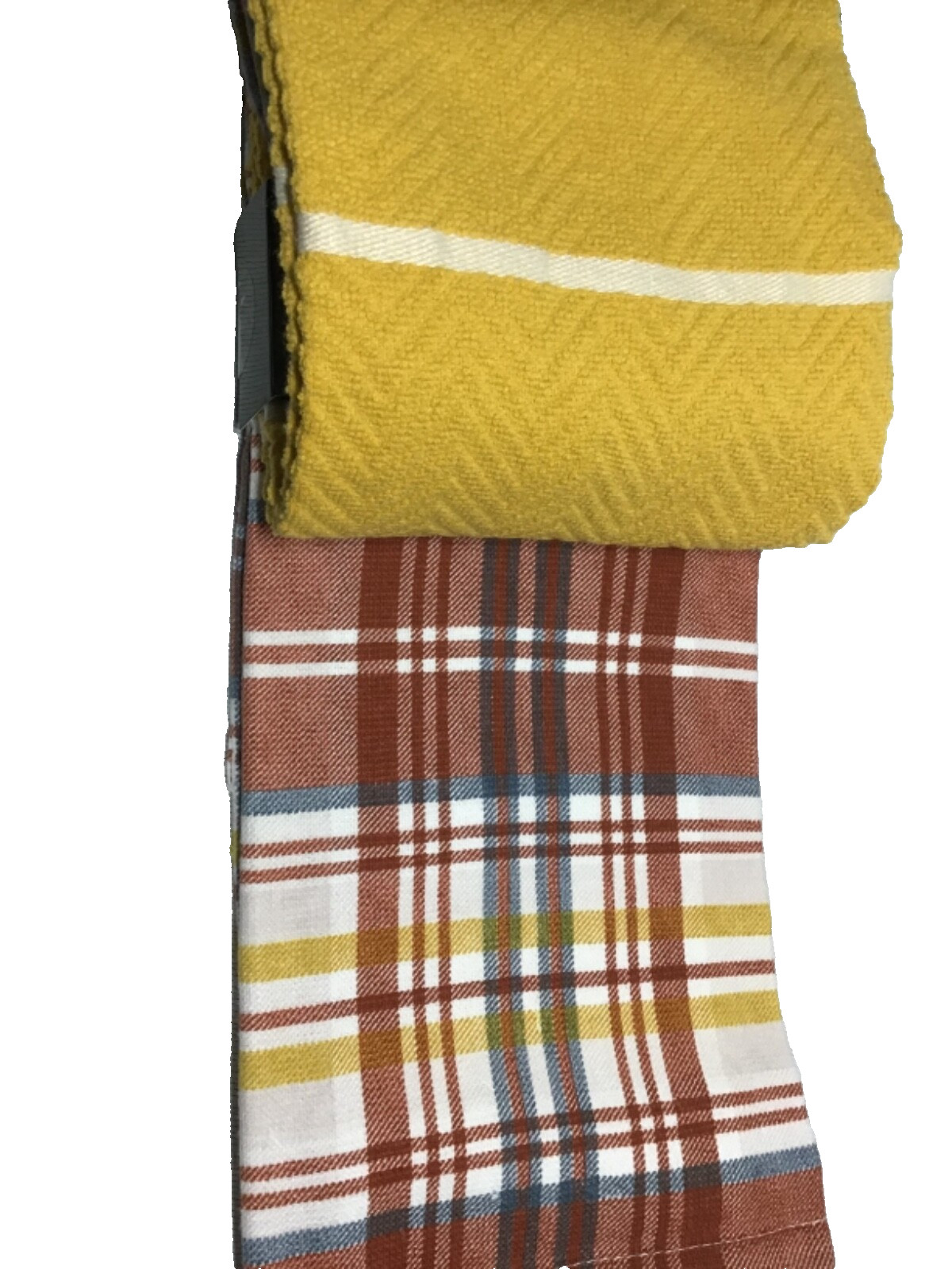 LAUREN RALPH LAUREN (3) KITCHEN TOWELS RUST YELLOW PLAID 17 X 28 COTTON NWT gallery