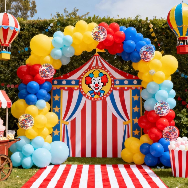 Carnival Circus Theme Party Decorations, Primary Color Balloon Arch Kit, 120p... gallery