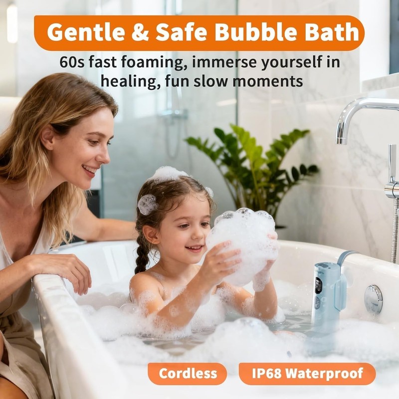 Bath Jet Spa, Bubble/Jet Mode, Cordless Portable Bathtub with 2600mAh LED Light gallery