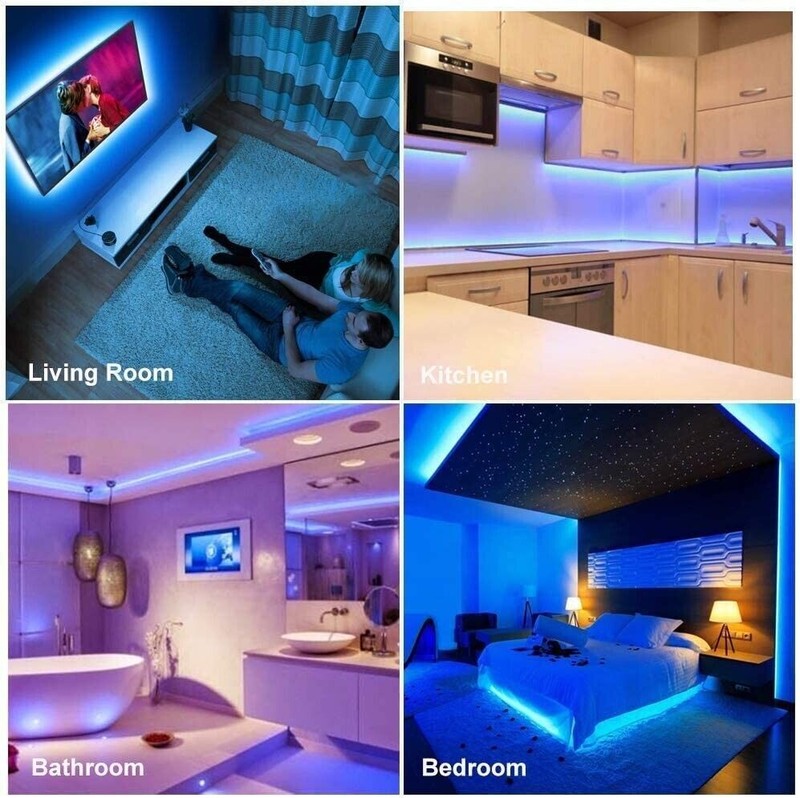 32ft LED Strip Lights Remote Control Bedroom Waterproof for Indoor Outdoor Use gallery