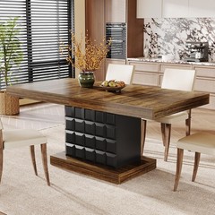 63-Inch Rectangular Dining Table Farmhouse Wooden Kitchen Table for 4-6 People