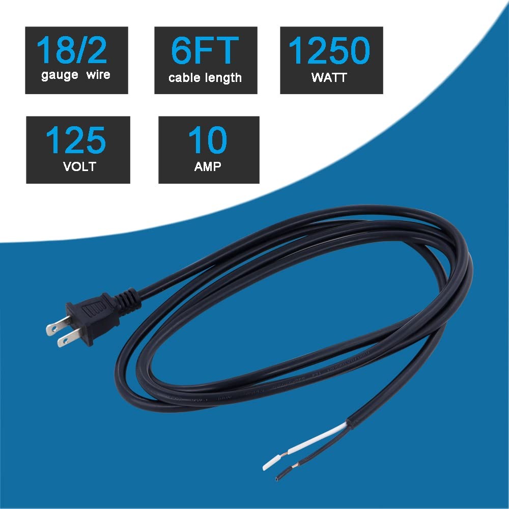 18AWG Power Cord Round Cable 2 Prong Polarized Plug 18 Gauge 120V Power Suppl... gallery