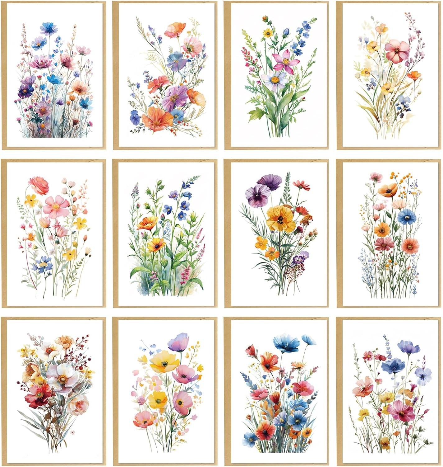 24 Floral Blank Cards and Envelopes, 4x6 Wildflower inches, 160 gallery