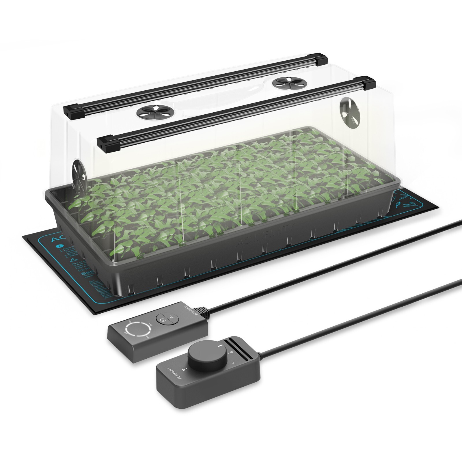 Large Humidity Dome Germination Kit with Heat Mat and LED Grow Light Bars, 6x12 gallery