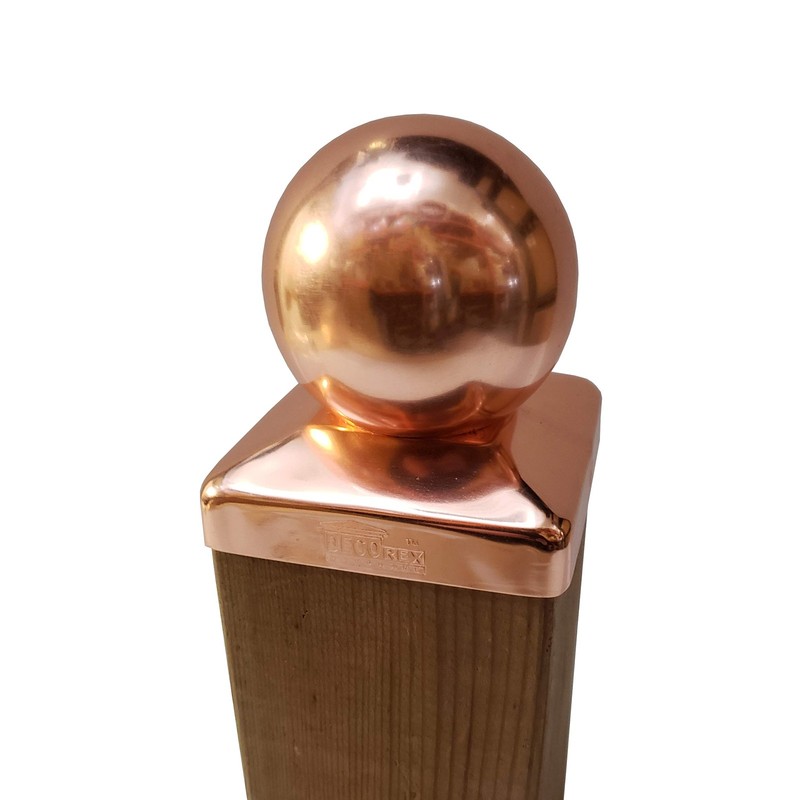 3.5" Copper Ball Post Cap - Fits 3.5" x 3.5" Wood Posts Only gallery