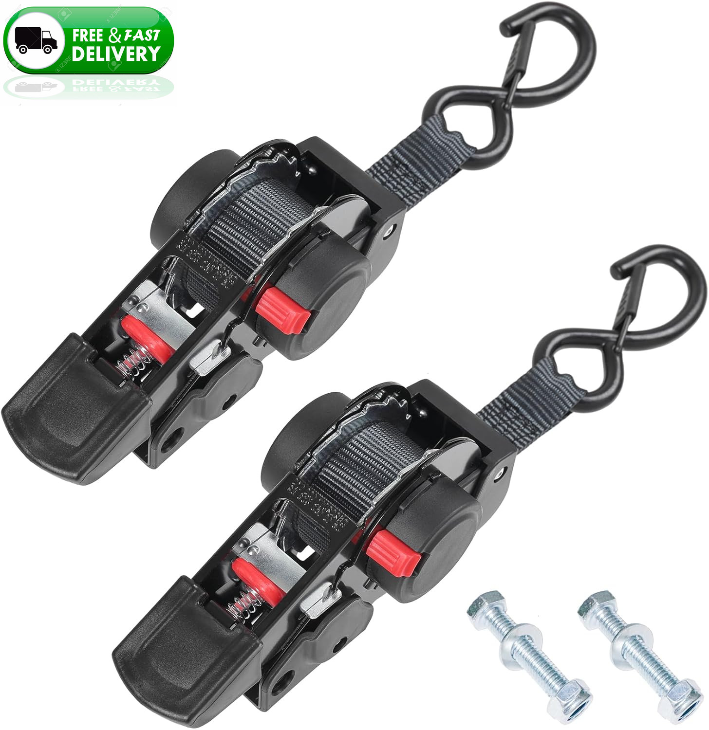 Retractable Ratchet Straps 1x6Ft Bolt-On Tie Down for Trailer Boat Jet Ski ATV gallery