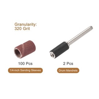 100Pcs 1/4 Inch Sanding Sleeves Set 320 Grit with 2Pcs 1/8 Inch Mandrels gallery