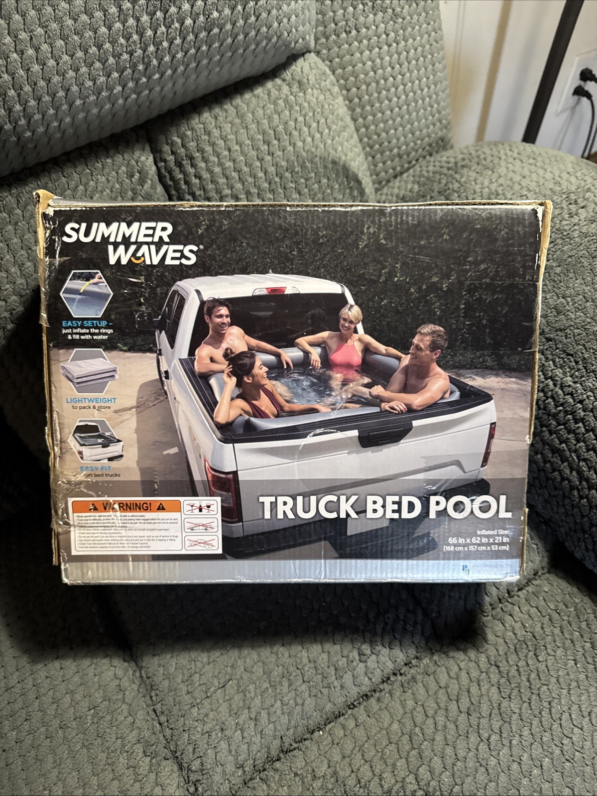 Summer Waves Inflatable Truck Bed Adult Swimming Pool, Measures 66" x 62" x 21" gallery