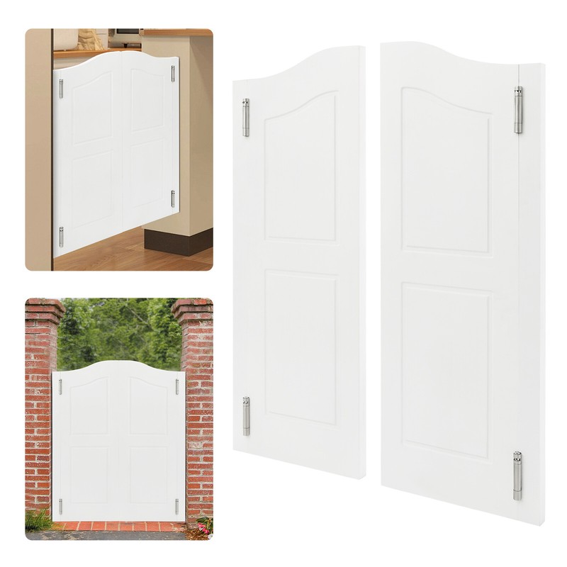 Solid Wood Partition Double Door for Shop Entrance 91??107cm/36??42in White gallery