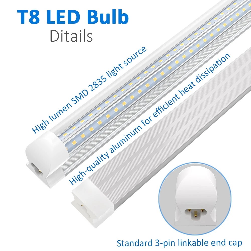 2-Pack T8 2FT LED Tube Light Fixture 20W Shop Lamp 2600LM 6000K with Power Cords gallery