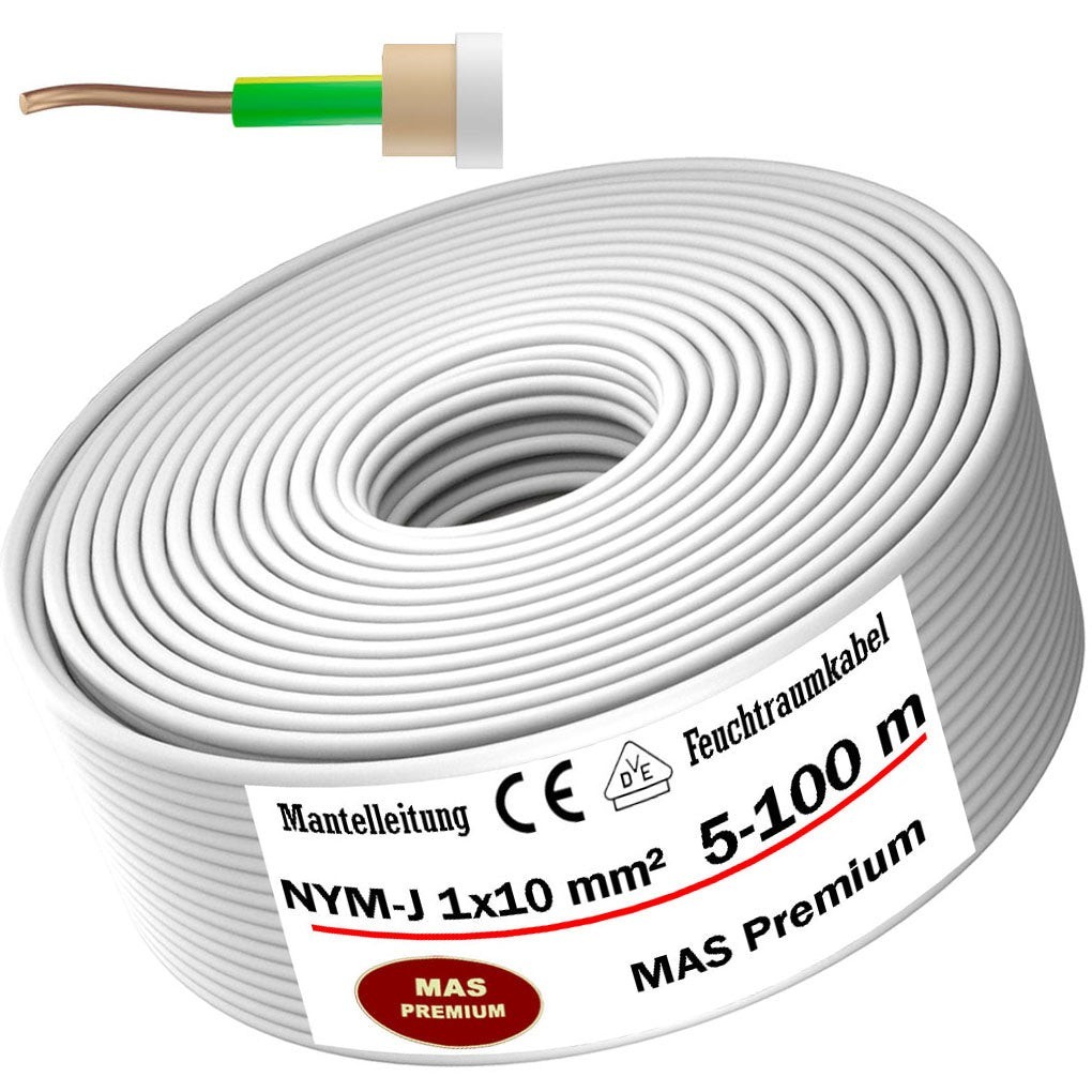 5-100m moisture-resistant cable, power cable, sheathed cable NYM-J 1x10 mm²... gallery