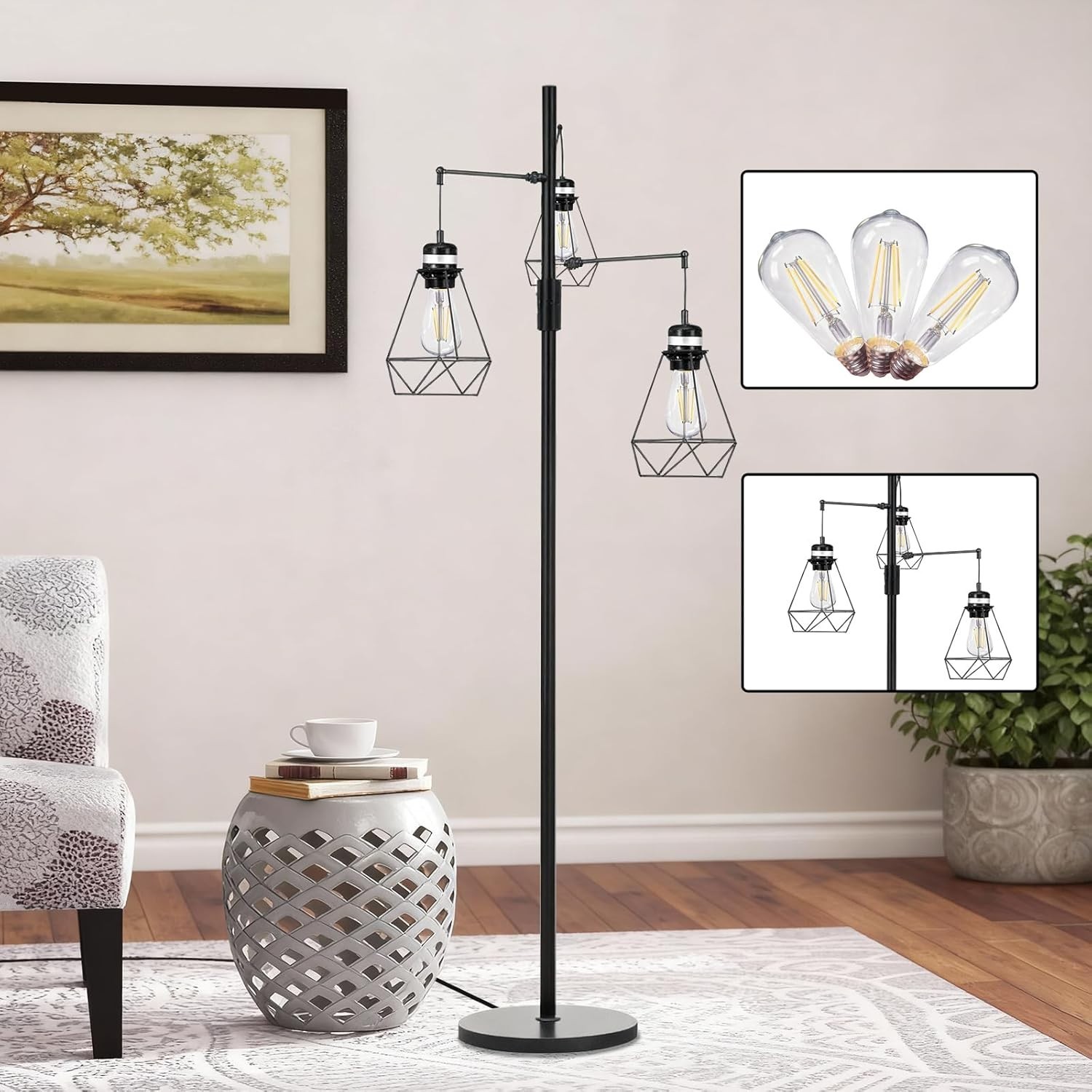 Dimmable Industrial Floor Lamp, Floor Lamp Standing Lamp with Stepless Dimming gallery