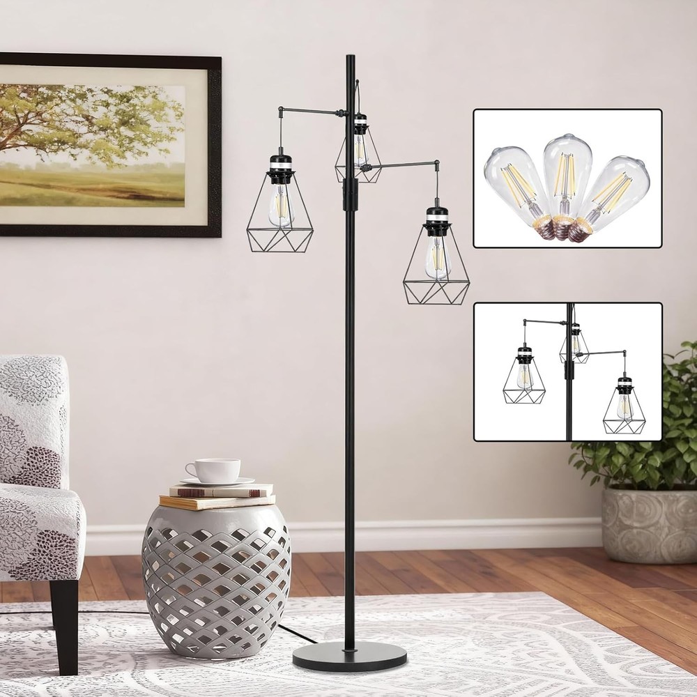 Dimmable Industrial Floor Lamp, Floor Lamp Standing Lamp with Stepless Dimming