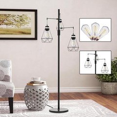 Dimmable Industrial Floor Lamp, Floor Lamp Standing Lamp with Stepless Dimming