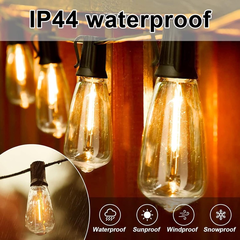50FT - 500FT LED Outdoor String Lights Dimmable Waterproof ST38 LED Patio Lights gallery
