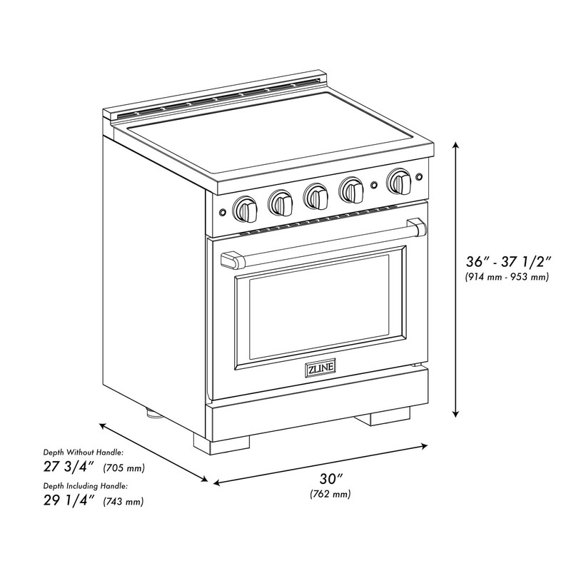 ZLINE 30" PARAMOUNT INDUCTION RANGE ELECTRIC CONVECTION OVEN STAINLESS SINR30 gallery