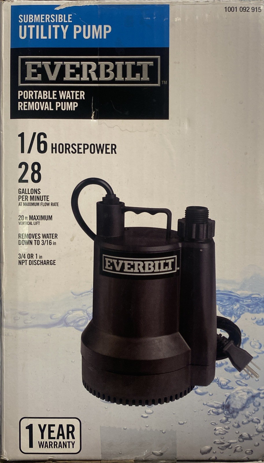 Everbilt SUP54-HD 1/6hp Submersible Utility Pump gallery
