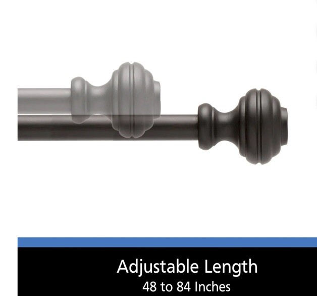 2- Mainstays Adjustable 48”-84” Cedric Petite Cafe Curtain Rod Black 1/2” gallery