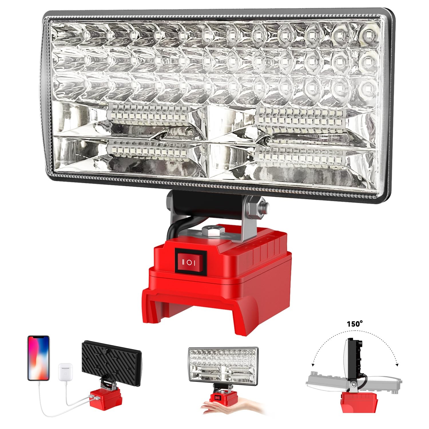 Cordless LED Work Light For Milwaukee M18 Battery 90W 5400 Lumens Floodlight gallery