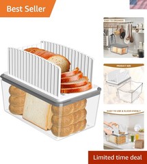 Effortless Bread Slicing: Adjustable Width Slicer with Crumb Tray & Storage Box