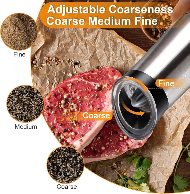 Electrical Metal Grinder Automatic Tobacco Herb Pepper Salt Mill Electric Light gallery