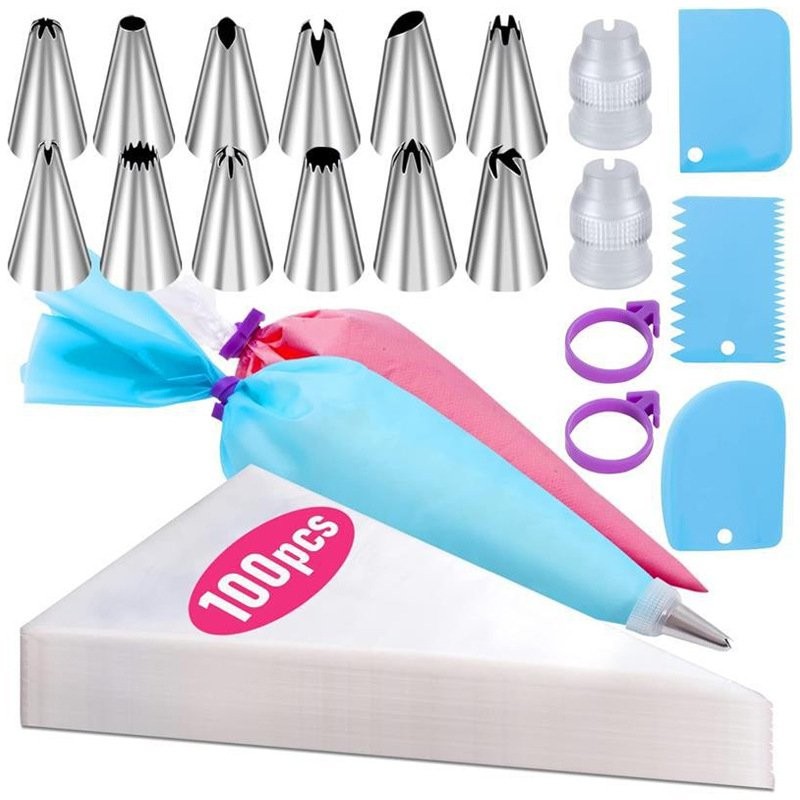 Piping Bags and Tips Set, 100Pcs 12 Inch Pastry Bags Icing Bags Disposable gallery