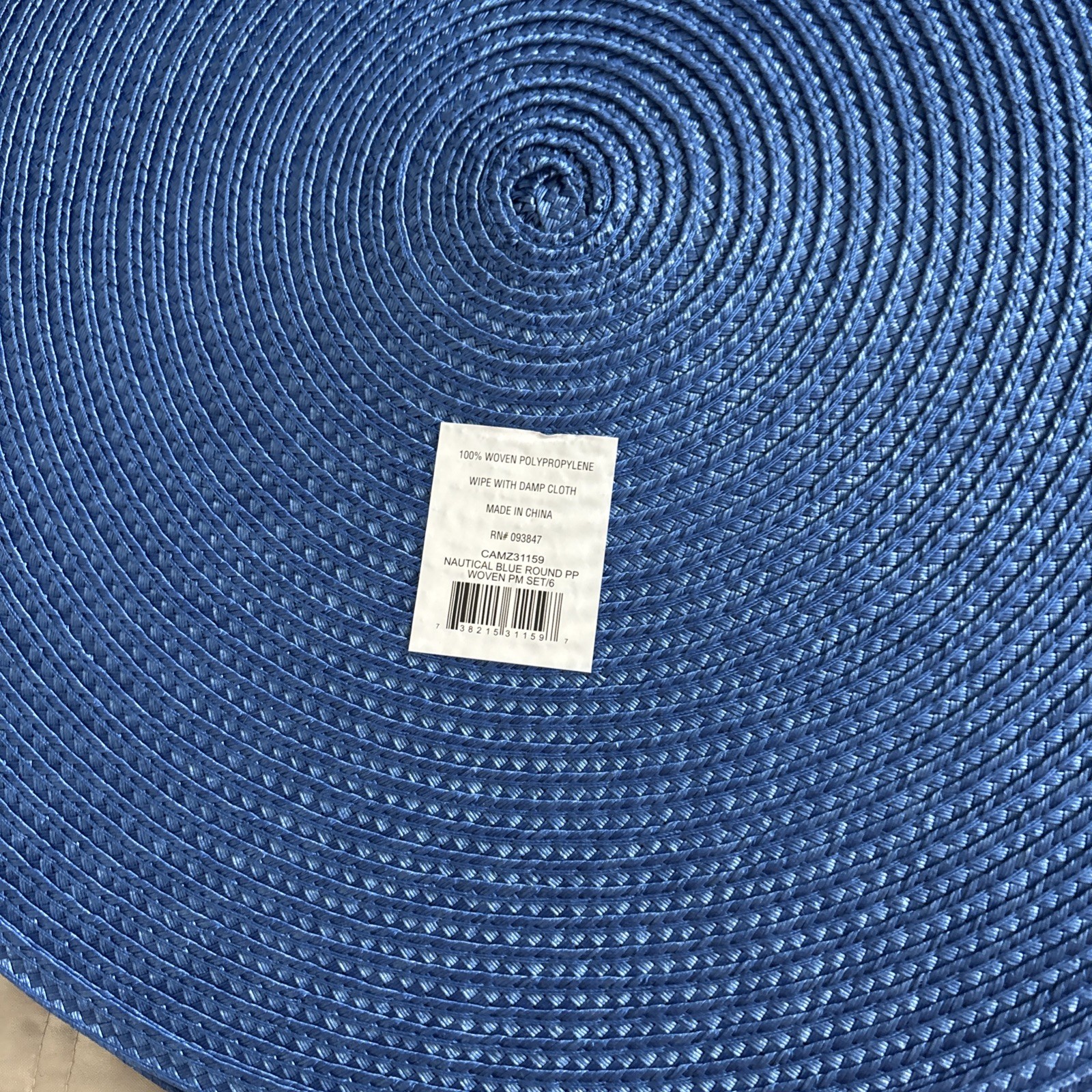 DII Nautical Blue Round 100% Polypropylene Placemat Set of 6 Nautical Blue NWT gallery