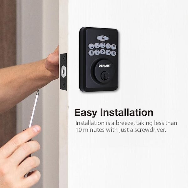 Defiant Electronic Keypad Deadbolt Matte Black Keyless ANSI Grade 3 gallery