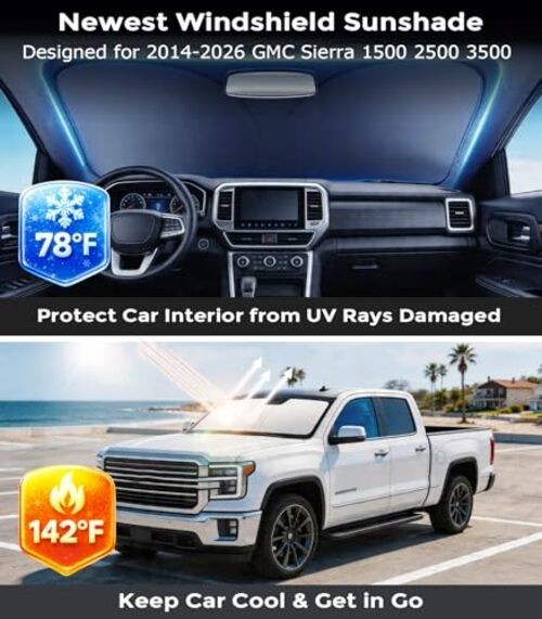 Front Windshield Sun Shade for 3)FOR | GMC Sierra 1500 2500 3500 (2014-2026) gallery