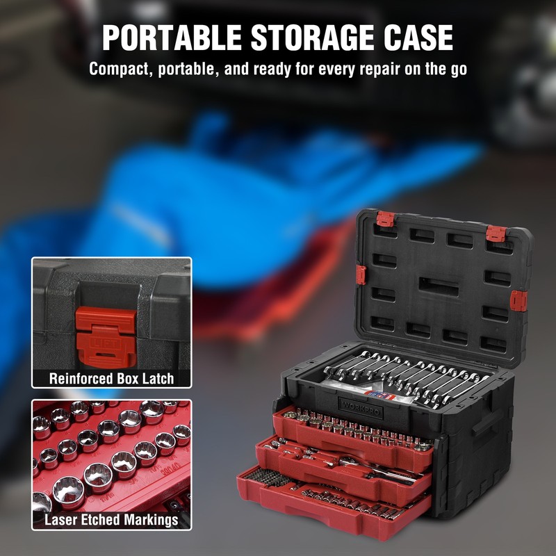WORKPRO 450-Piece Mechanics Tool Set Professional Tool Kit w/Heavy Duty Case Box gallery