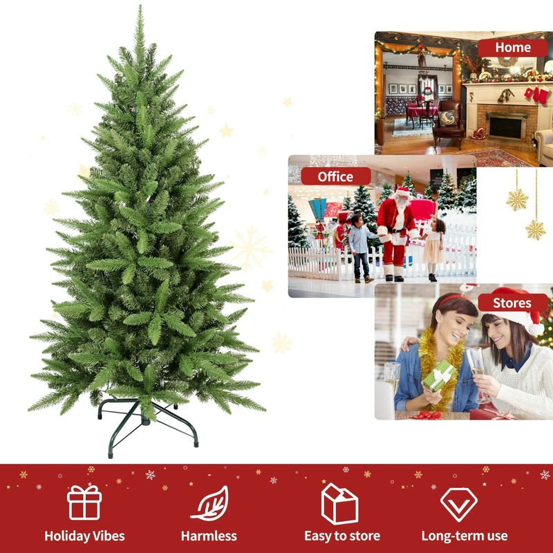 4ft Artificial Unlit Christmas Tree Hinged Realistic Slim Xmas Tree w/424 Tips gallery