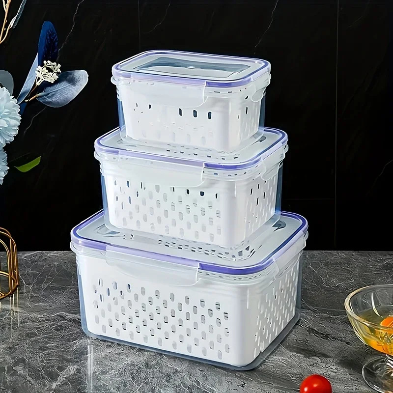 9Pcs/Set Fruit Storage Containers for Fridge, Fridge with Removable Colander, Al gallery
