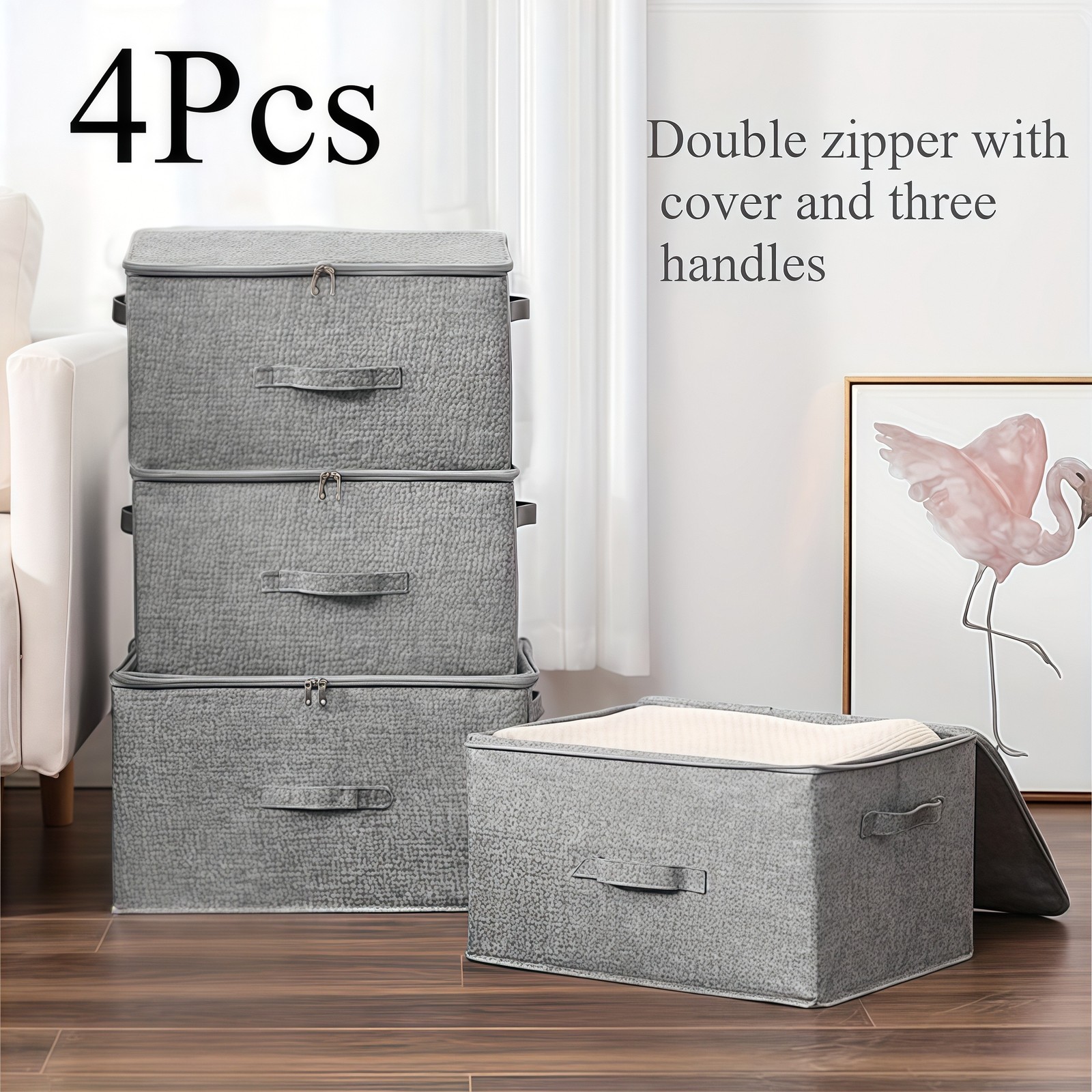 4Pcs Extra-large foldable cationic storage box,waterproof storage box gallery