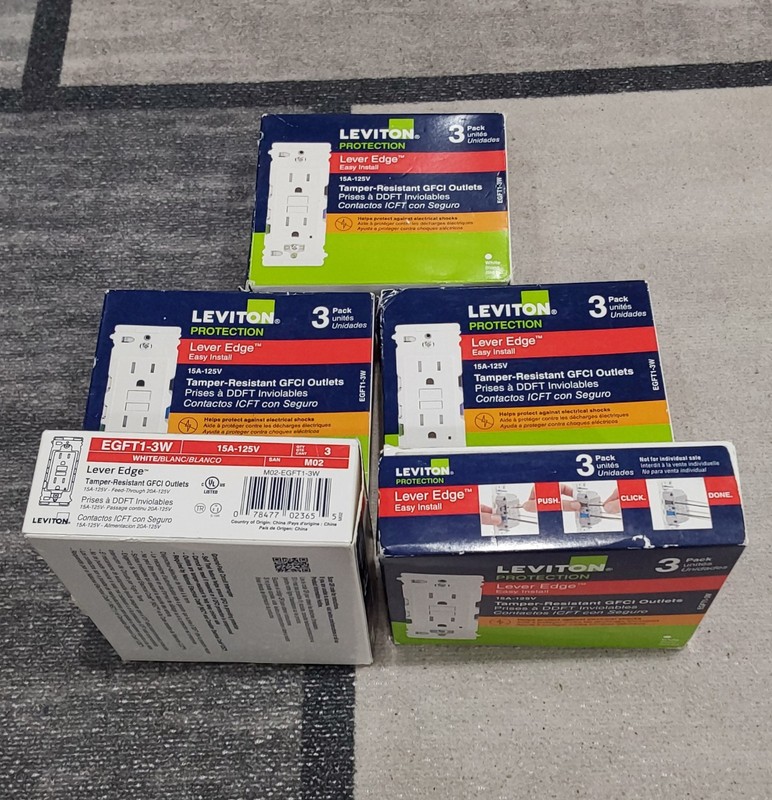 Leviton Tamper Resistant GFCI Duplex 15A 125V White 3 Pack EGFT1-3W LOT OF 5 NEW gallery