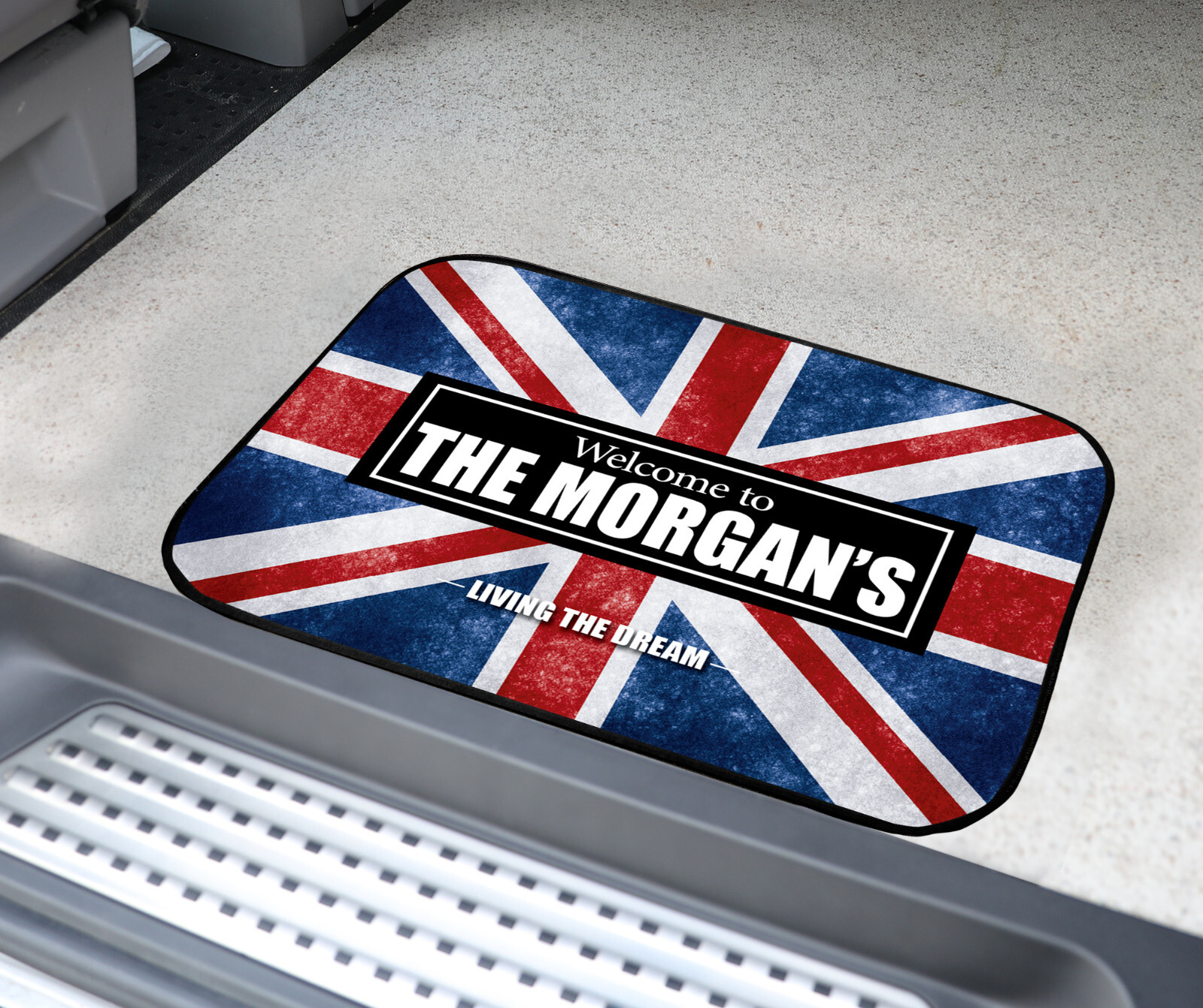 Personalised Motorhome mat - Union Jack Campervan - Caravan door mat SC104 gallery