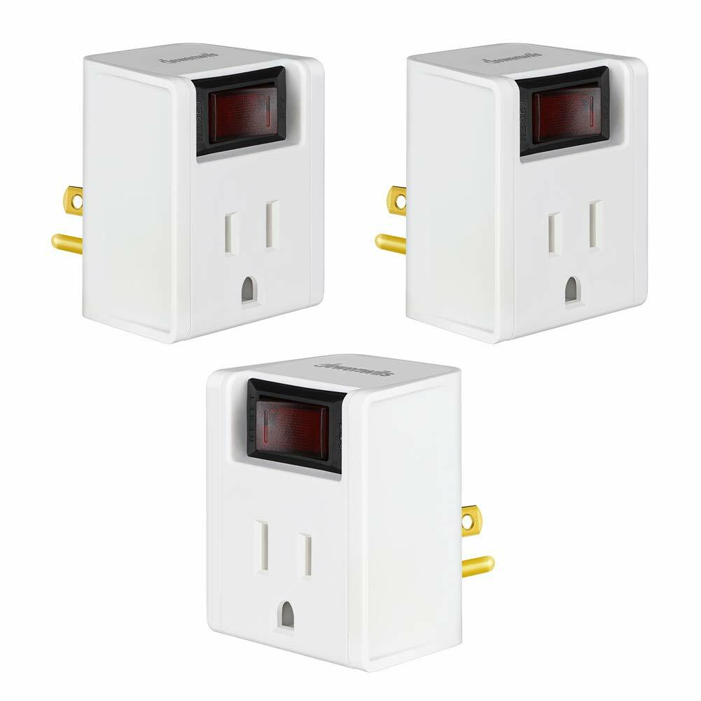 DEWENWILS 3 Pack Grounded Single Port Power Adapter Wall outlet On/Off Switch gallery