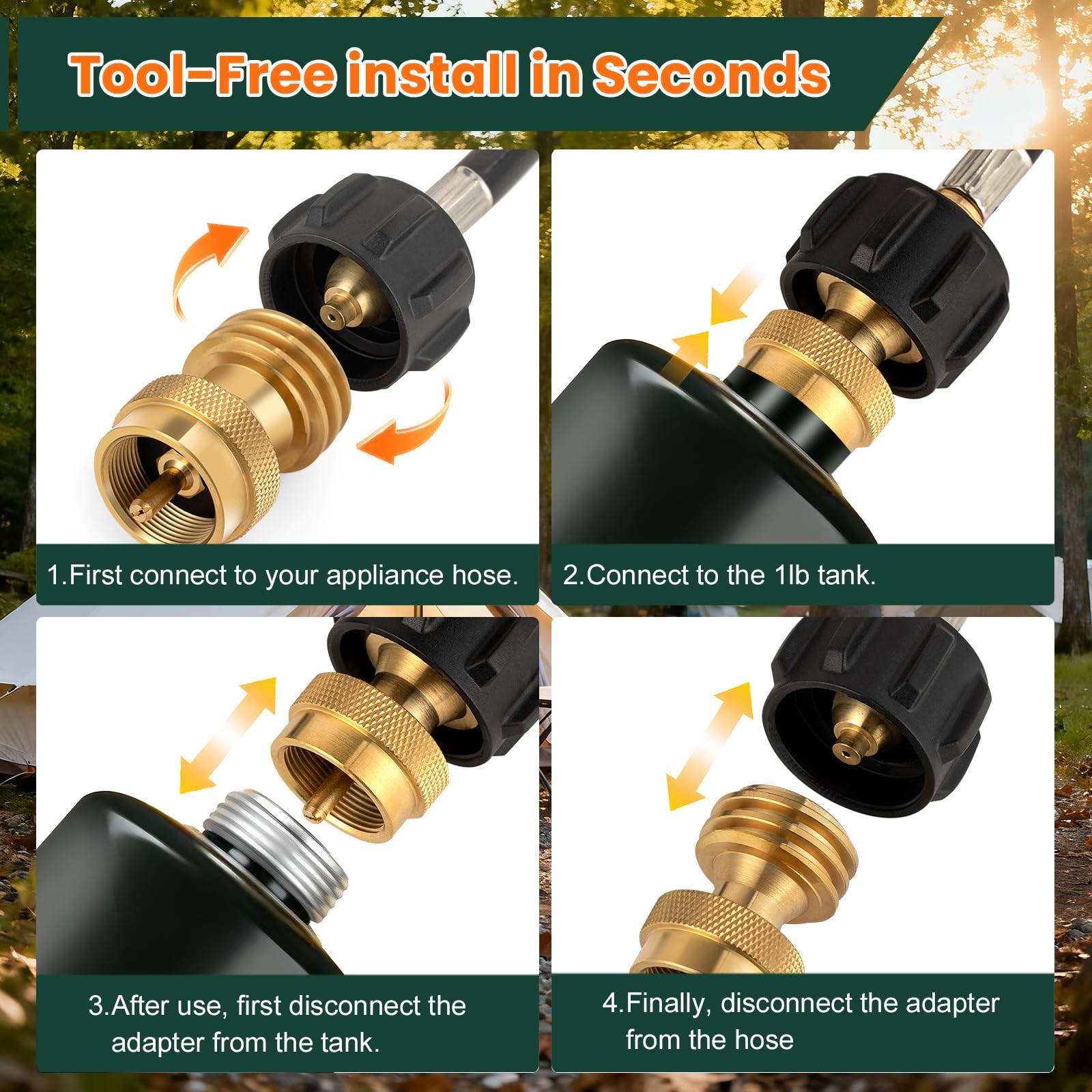 1lb Propane Tank Adapter Propane Adapter 20lb to 1lb Converter Universal QCC-1.. gallery
